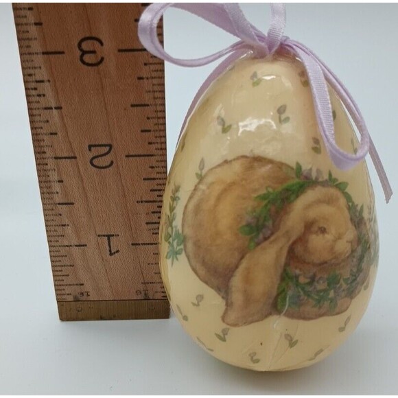 2 Vintage Paper Mache Bunny Easter Eggs 1989 Dakin Ornaments - Picture 8 of 8